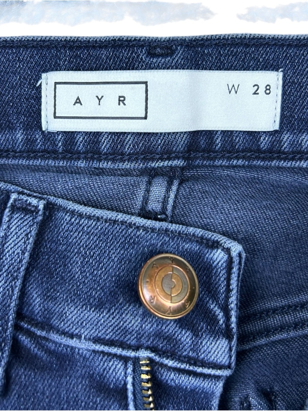 AYR Superba High Rise Straight Leg Jeans Size 28 Stretch Raw Hem Blue Denim - Picture 8 of 16